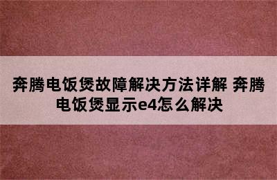 奔腾电饭煲故障解决方法详解 奔腾电饭煲显示e4怎么解决